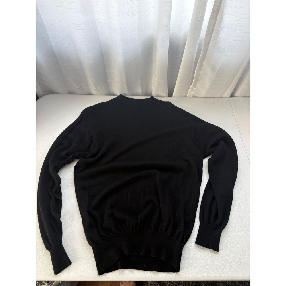 Geoffrey Beene Mens‎ Black 100% Extra Fine Merino Wool Mock Neck Sweater Size M